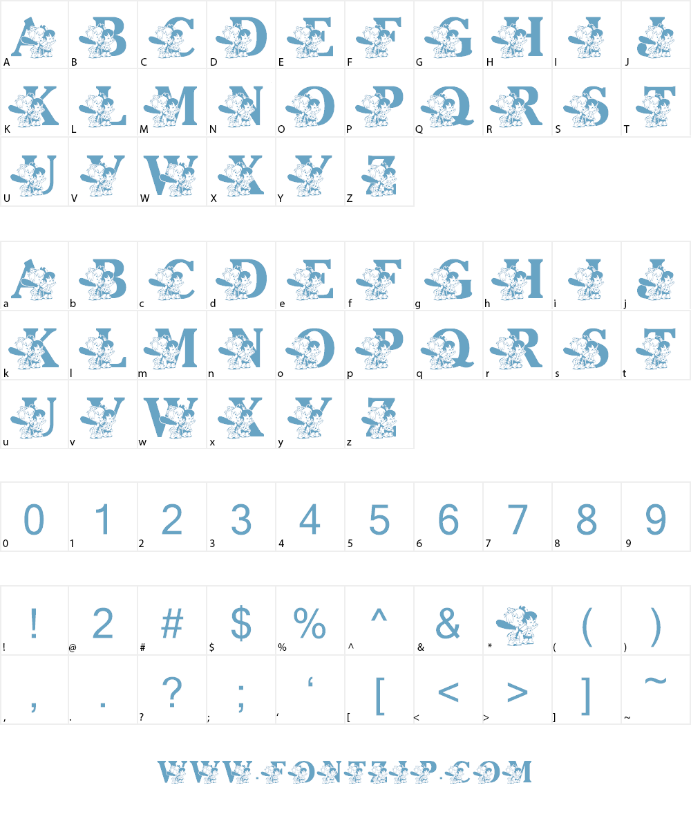 LMS Pebbles and Bam Bam Font Character